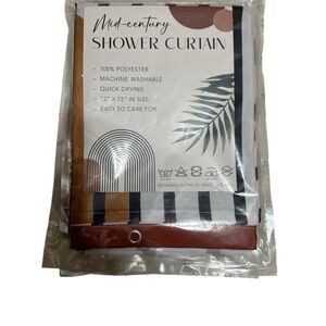 Mid-Century Striped Shower Curtain